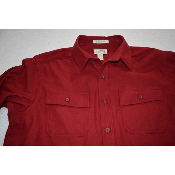 L.L. Bean Red Casual Button Down Shirt - Picture 5 of 7